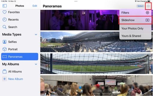Erstellen einer iPad Slideshow in der Fotos App - Abspielen einer Alben Slideshow