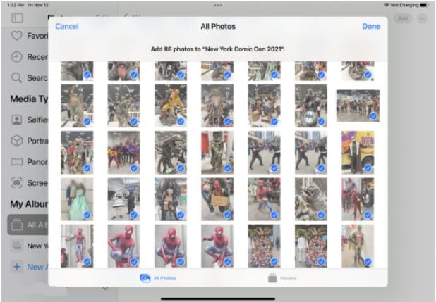 Erstellen einer iPad Slideshow mit der Fotos App - Hinzufügen von Bildern zur erstellten Slideshow
        Album