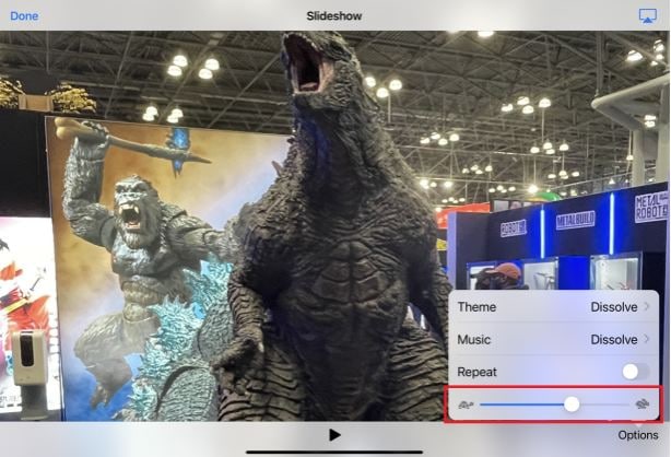 Erstellen einer iPad Slideshow in der Fotos App - Anpassen der Wiedergabedauer und
        Slideshow Looping