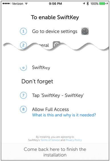 Hinzufügen von Emojis zum iPhone über die SwiftKey-Tastatur - Aktivieren der SwiftKey-Tastatur
        Tastatur