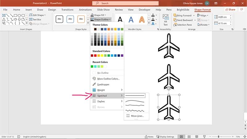 Opción sketchpad en powerpoint