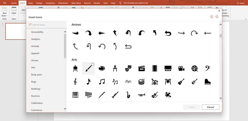 art icons powerpoint