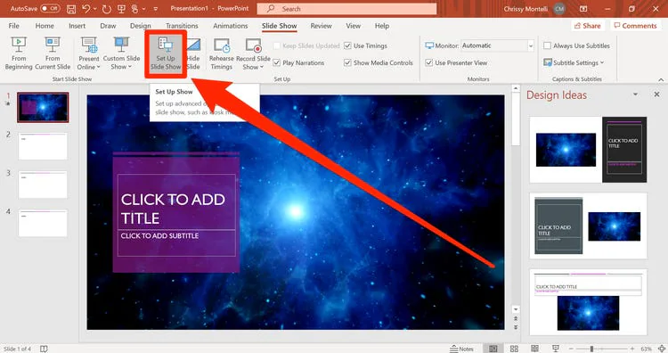 فتح عرضك التقديمي على PowerPoint