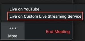 select live streaming service option