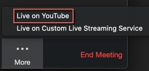 choose live on youtube option