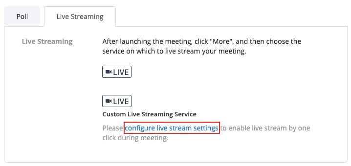 configure live stream settings