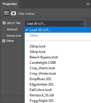 cómo utilizar las tablas de consulta en Photoshop cc - cargar tabla de consulta 3d