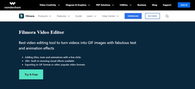 Wondershare Filmora لتحويل MOV إلى GIF