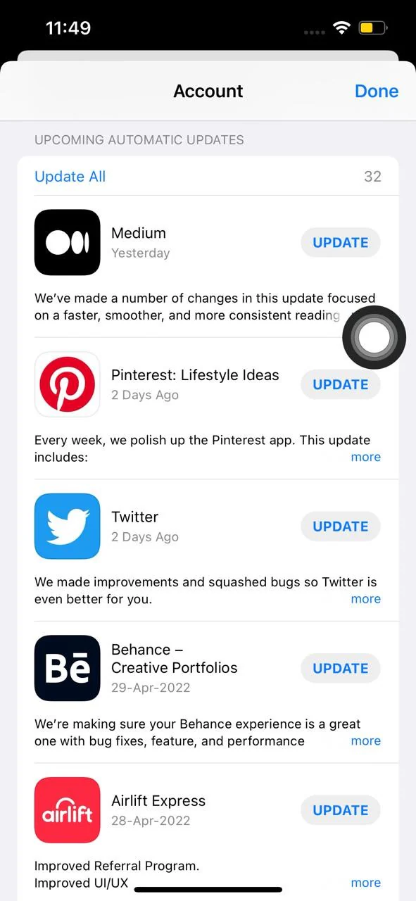 Zugriff auf iOS App Updates