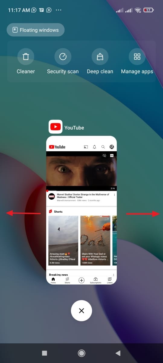 fermez l'application youtube android