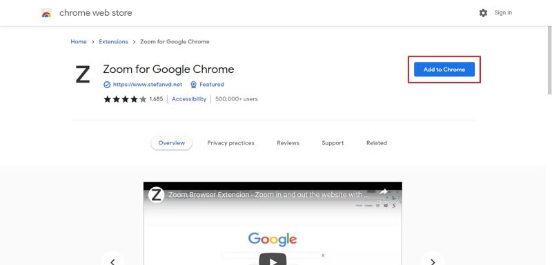 add zoom extension to chrome