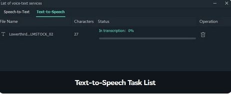 Text to Speech Task List