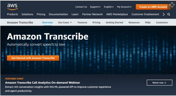 10 Aplikasi Speech-to-Text Terbaik-Amazon Transcribe