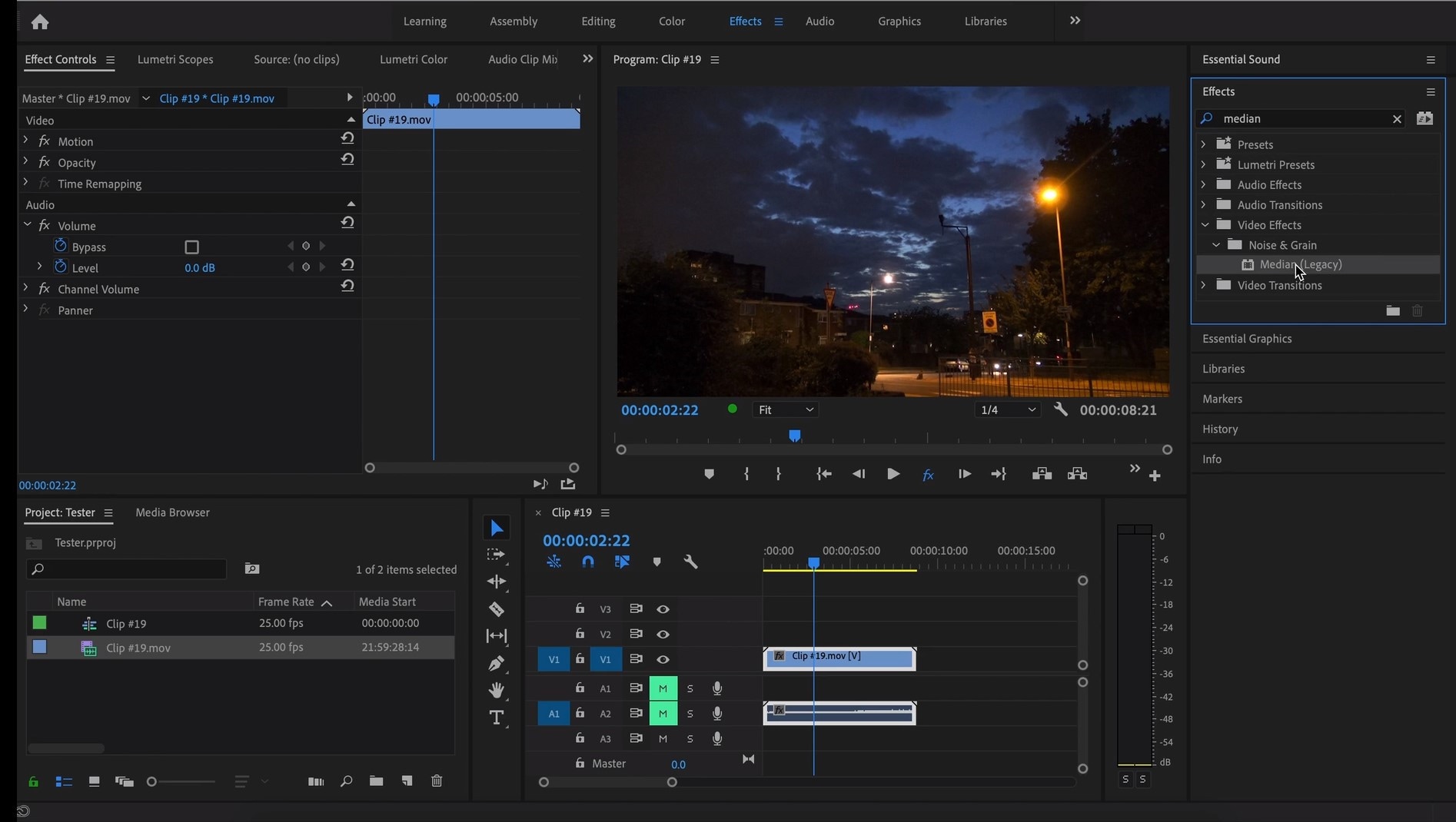 rimozione del rumore con premiere pro