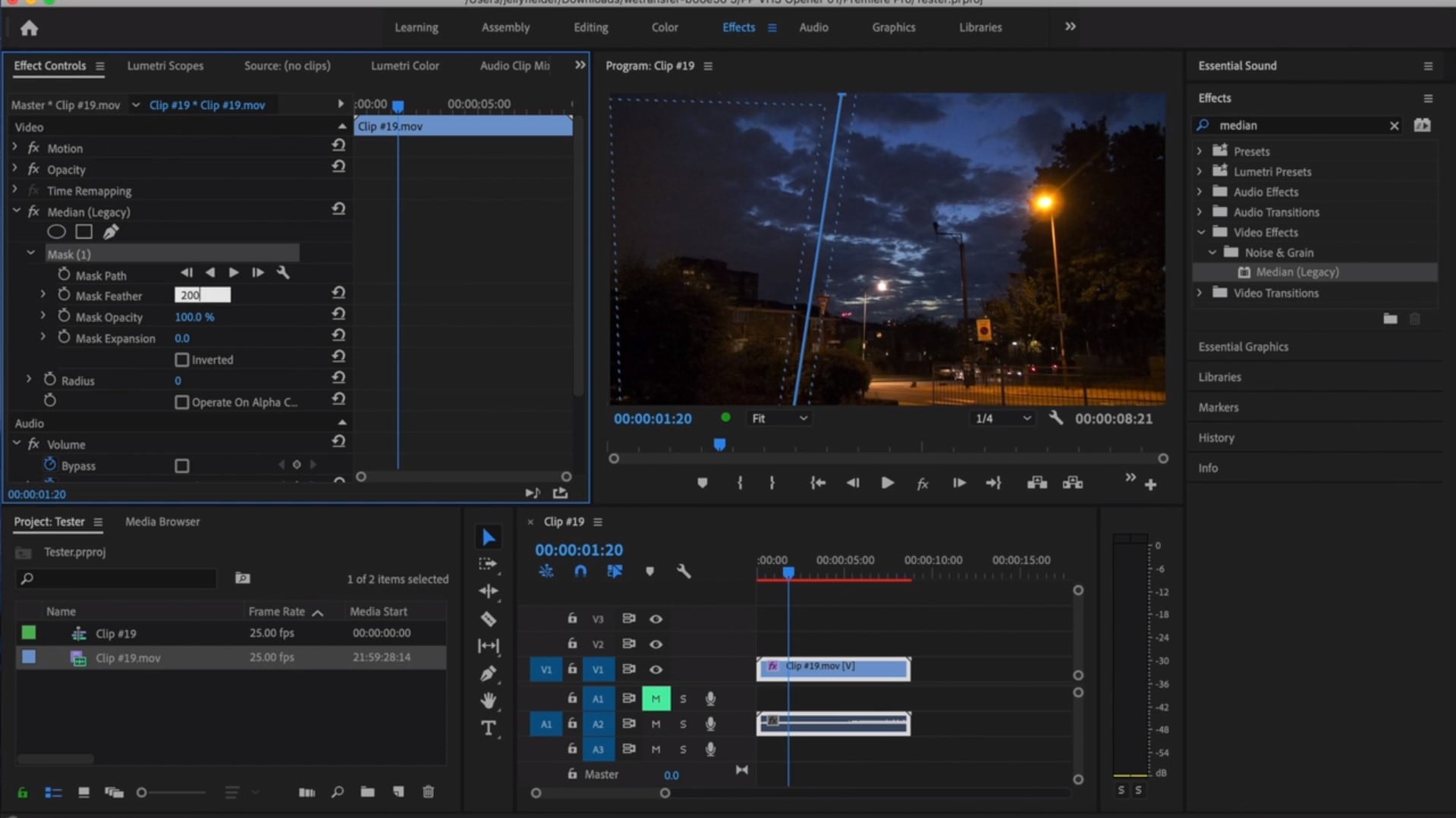 rimozione del rumore con premiere pro