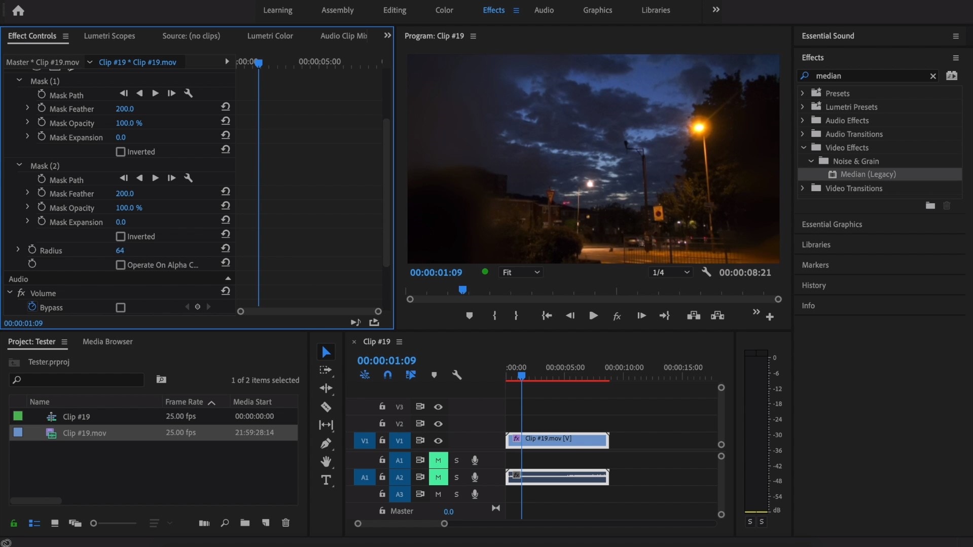 rimozione del rumore con premiere pro