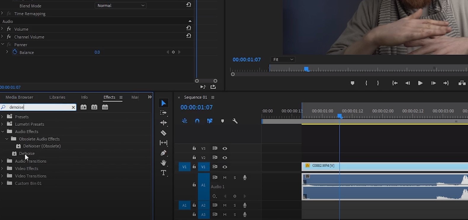 rimozione del rumore con premiere pro