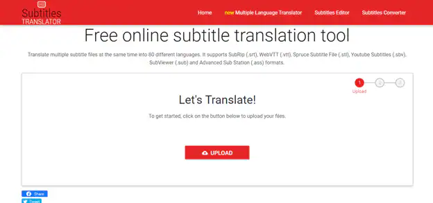 interface de subtitles translator