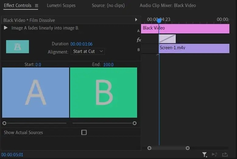 sesuaikan effect controls pr