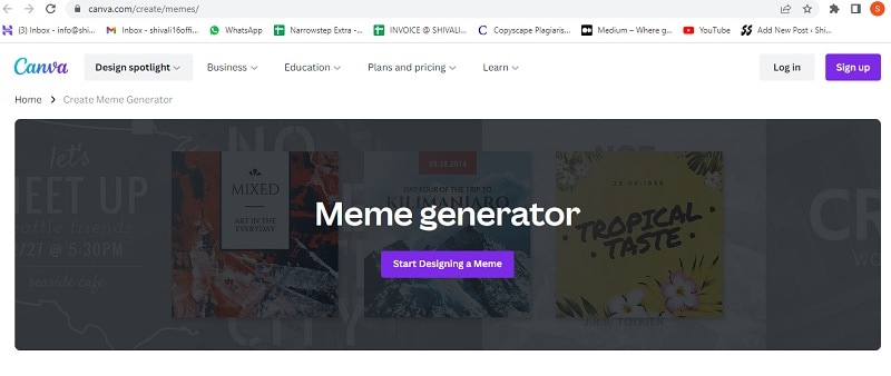 canve meme generator page