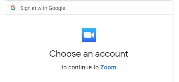 Konto auswählen, um Zoom fortzusetzen