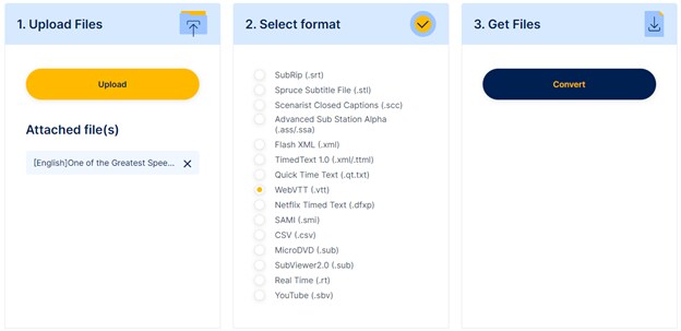 select the file format