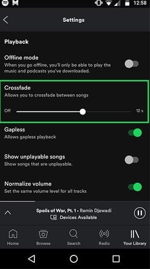 crossfade audio spotify app