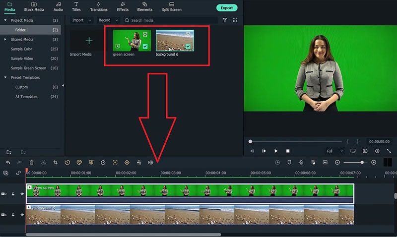 Drag & Drop Greenscreen Video Filmora