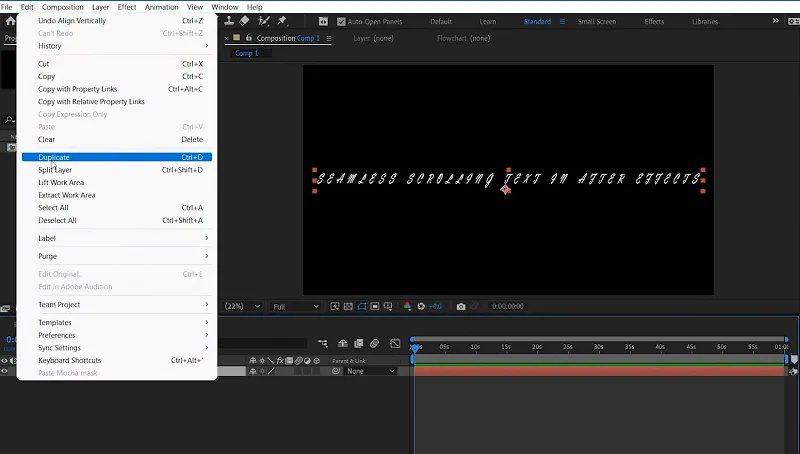 duplicate written text after effects