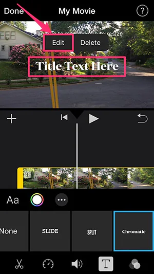 édition de texte imovie iphone