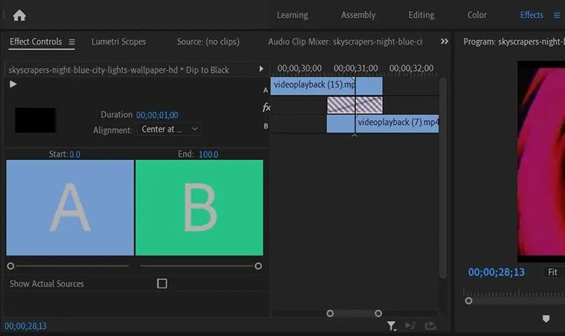 panel effect controls premiere