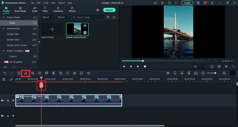 filmora video cut option