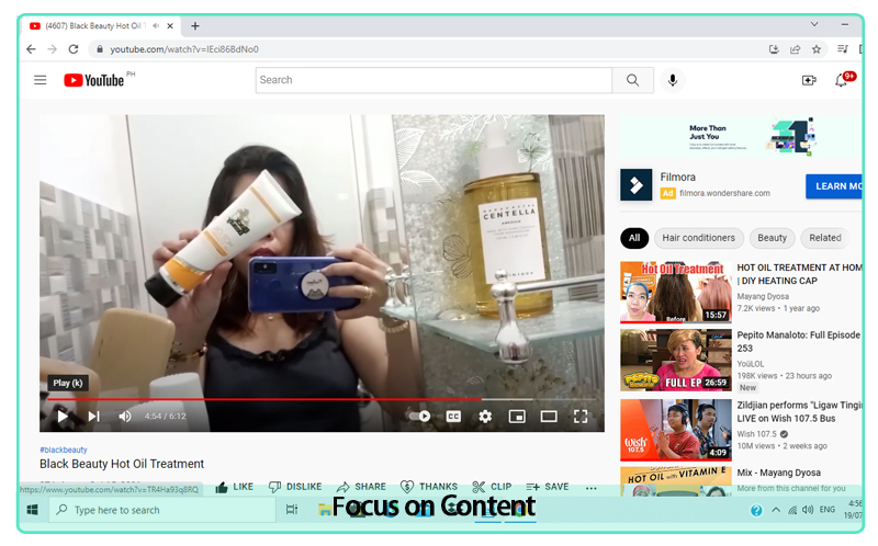focus on video content