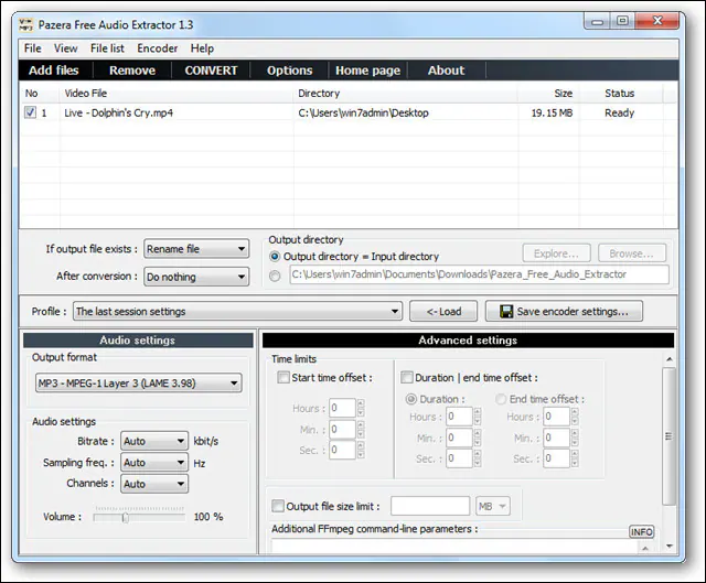 impostazioni di uscita configurabaudio