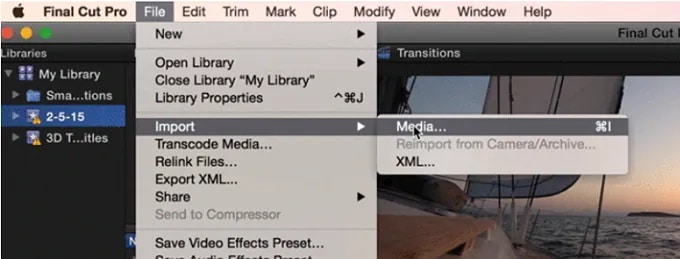 импорт meida final cut pro