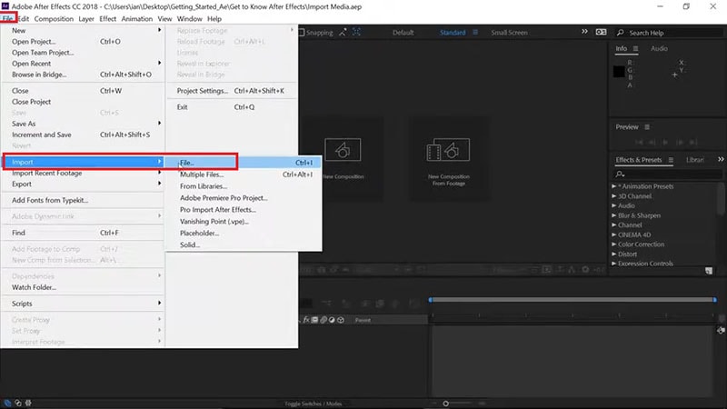 import video into after effects