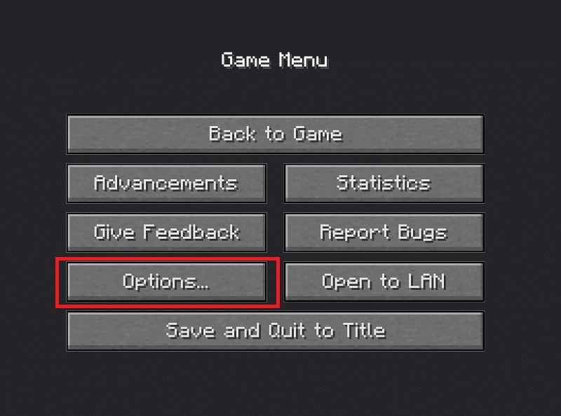 minecraft game menu options