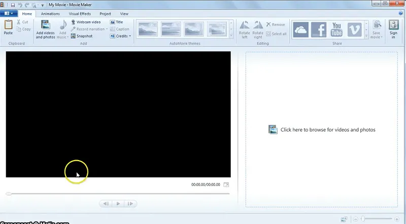 fare clic sull'icona di Windows Movie Maker 2012