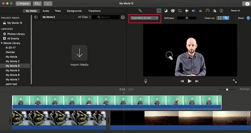 Greenscreen entfernen Video iMovie