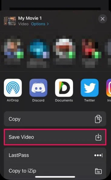 حفظ فيديو imovie للايفون