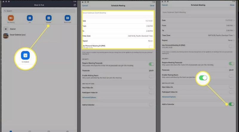 schedule zoom meeting android