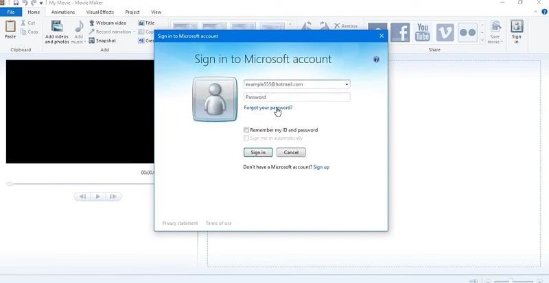 sign in to microsoft account