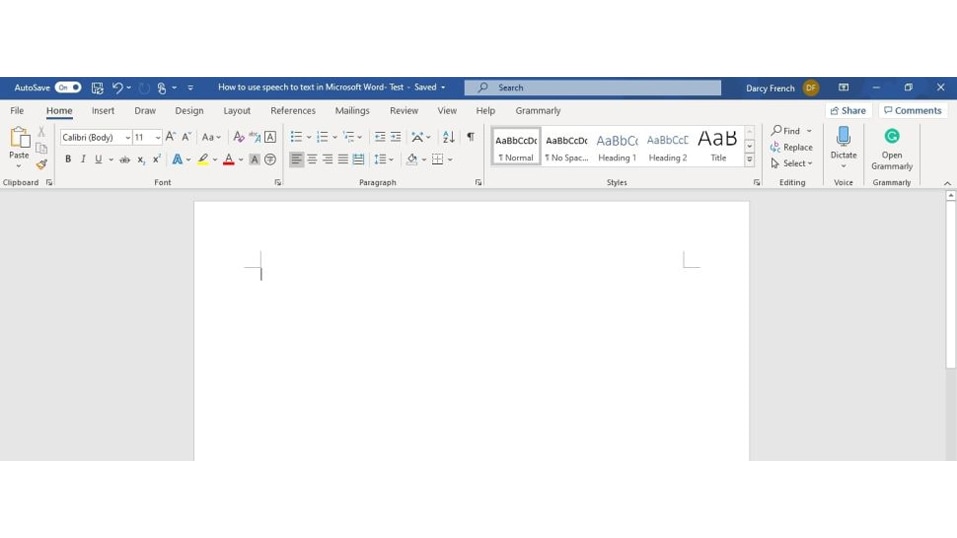 speech to text ms word windows 10