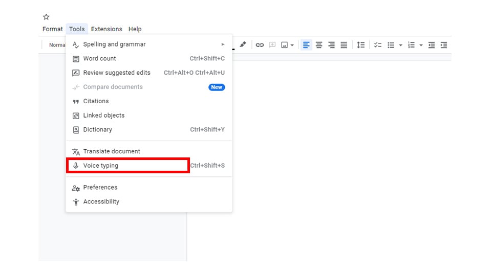 Google Docs Sprache zu Text