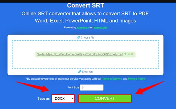 selecione documentos e aperte o botão converter