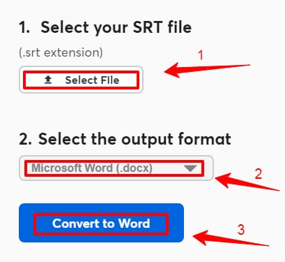 select your srt file and select the output format