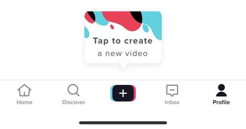 tap create new video tiktok