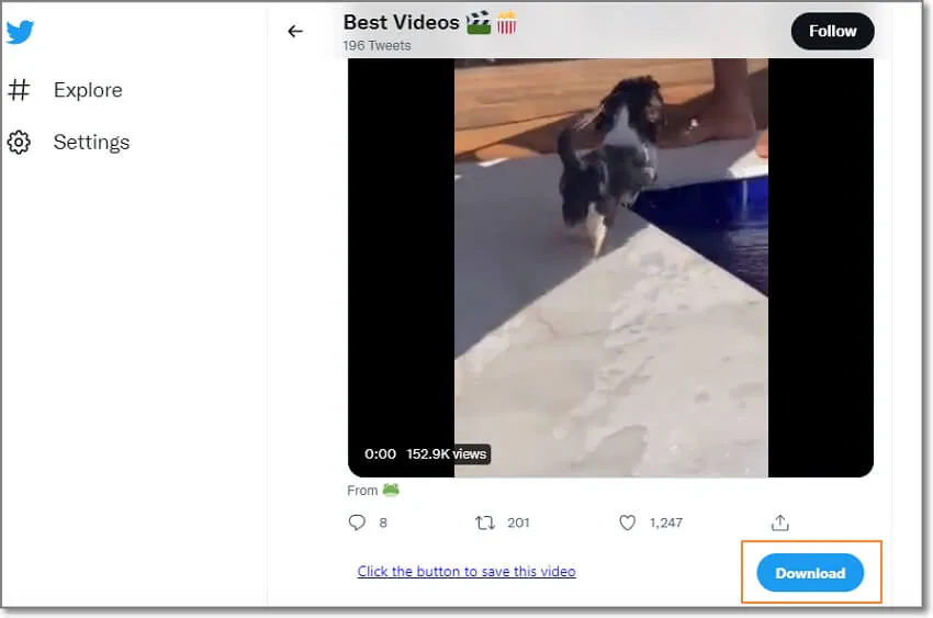 sélectionner la vidéo sur le convertisseur de vidéo twitter x2twitter