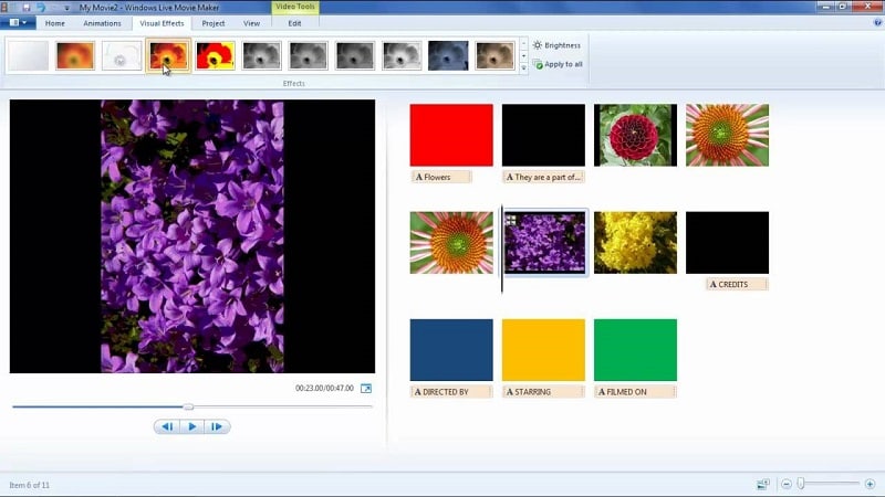 effetti visivi windows video editor