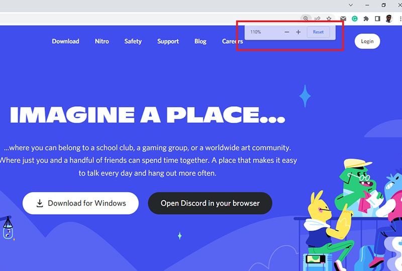 how to zoom in discord